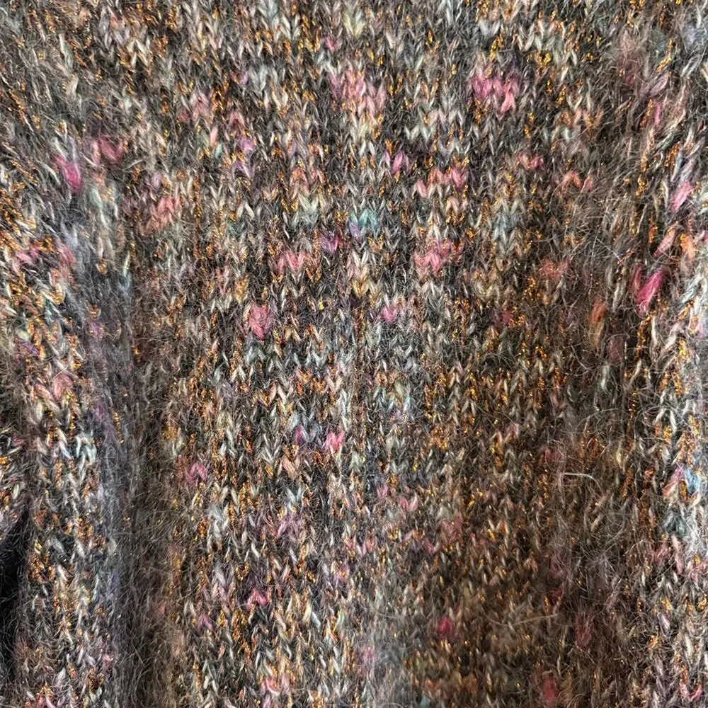 Vintage Hand-Knit Colorful Wool Mock Neck Sweater - Picture 4 of 7
